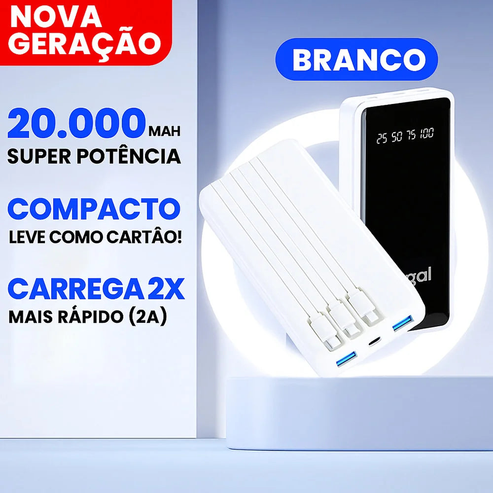 Power Bank 20000mAh – Carregamento rápido com design favo de mel. Ideal para celular e viagem.