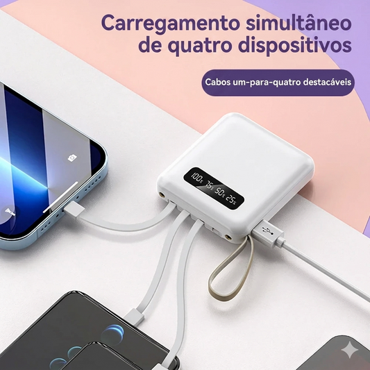 Power Bank DIY 3 Baterias 18650 | 4 Portas USB Carregamento Rápido 5V 1A | Indicador LED Portátil
