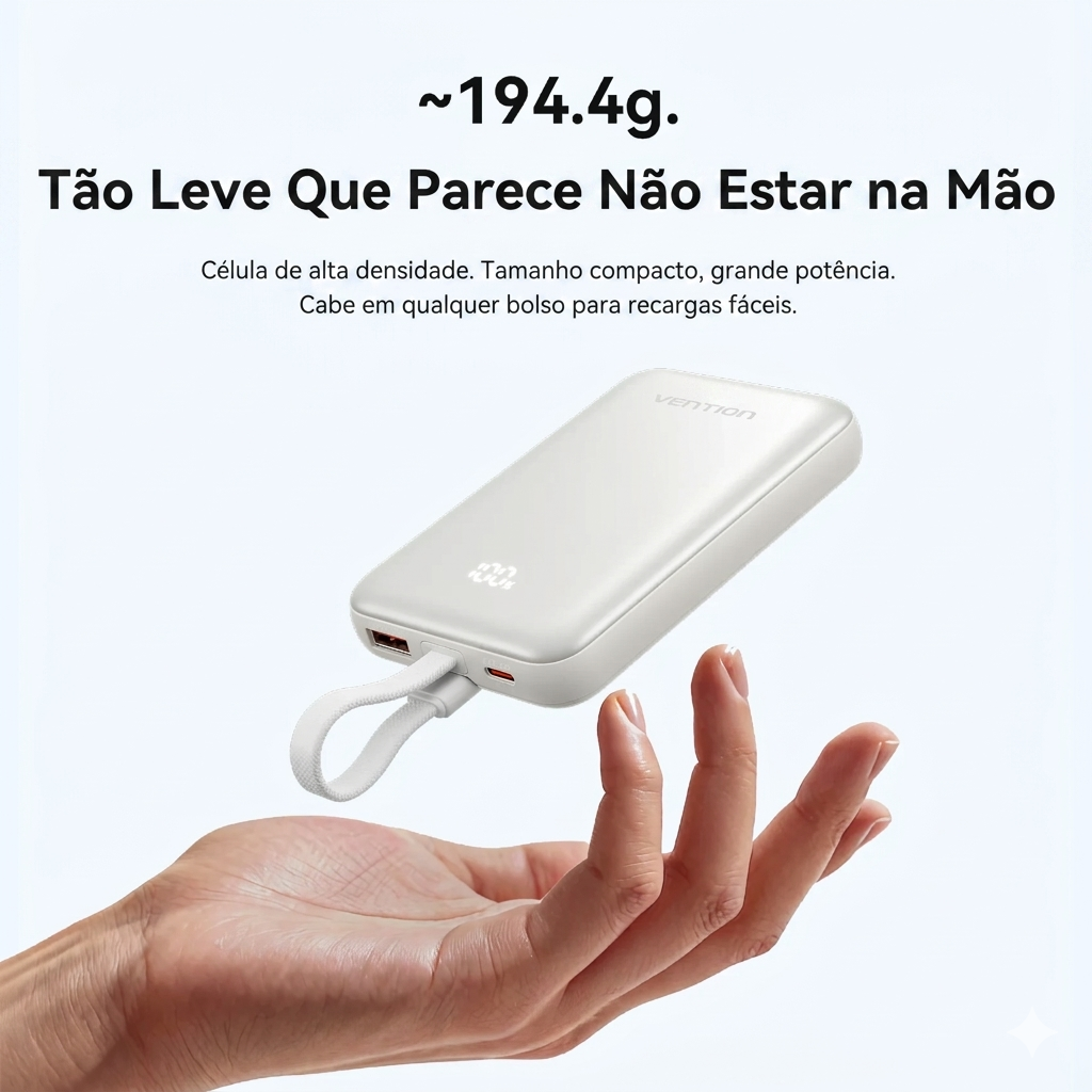 Vention CCC 10000mAh – Carregamento magnético sem fio 15W e rápido 22.5W.