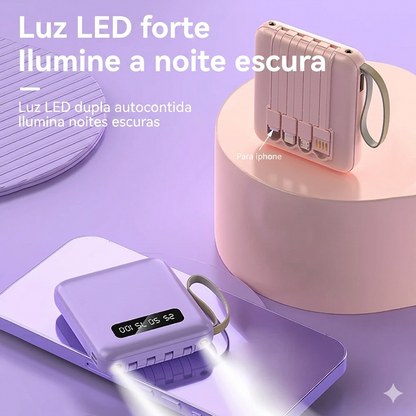 Power Bank DIY 3 Baterias 18650 | 4 Portas USB Carregamento Rápido 5V 1A | Indicador LED Portátil