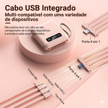 Power Bank DIY 3 Baterias 18650 | 4 Portas USB Carregamento Rápido 5V 1A | Indicador LED Portátil