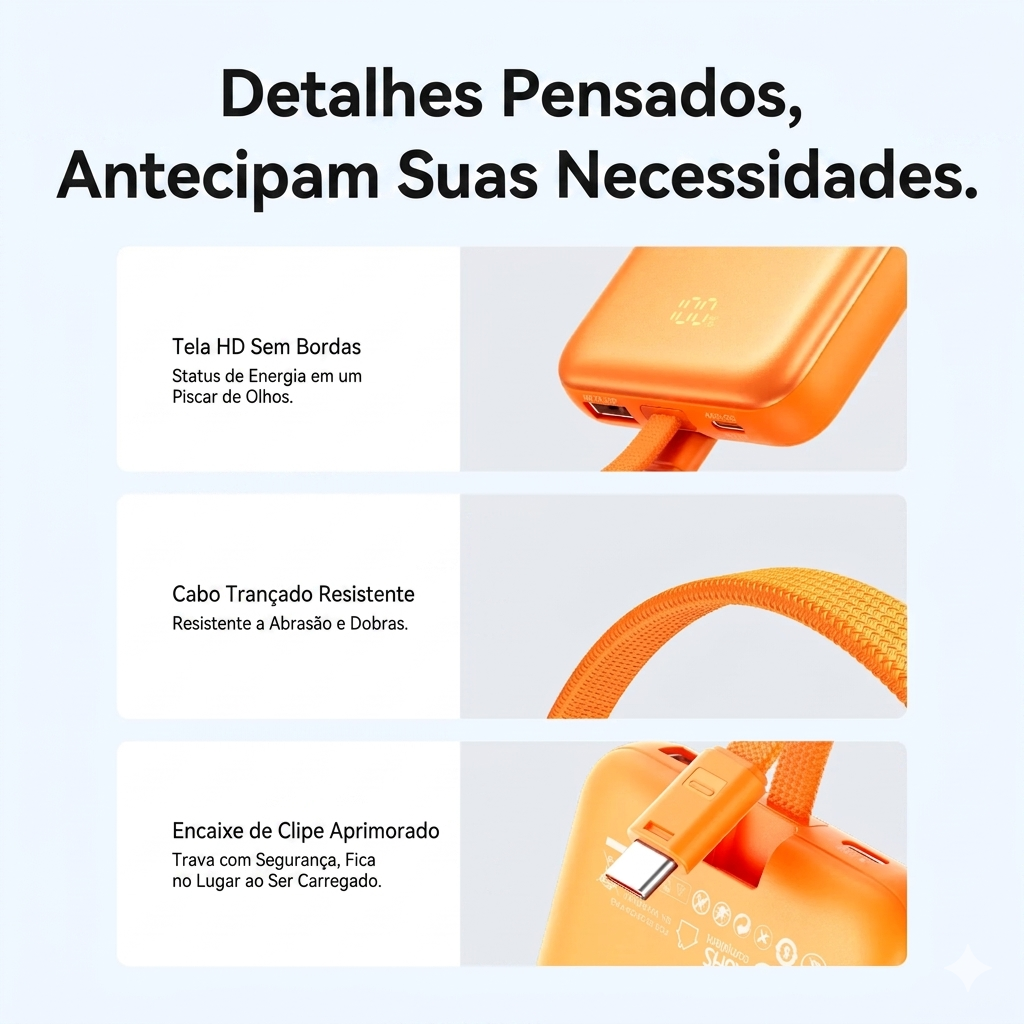 Vention CCC 10000mAh – Carregamento magnético sem fio 15W e rápido 22.5W.