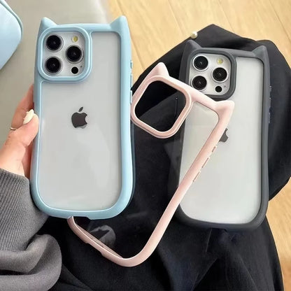 Capa Silicone Orelha de Gato – Fofa, transparente e resistente a impactos. Compatível com iPhone 11 ao 17.
