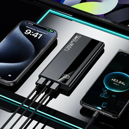 Power Bank 500000mAh – Carregamento super rápido 120W, display digital e bateria de alta capacidade. Essencial para quem não para.