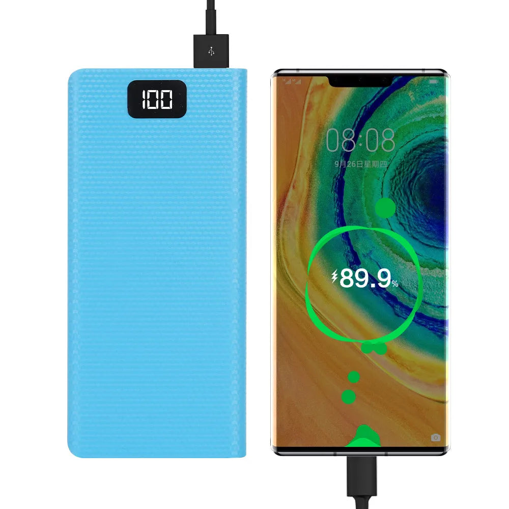 Case DIY Power Bank 8x18650 – Dual USB e Type-C, suporte para baterias 18650. Compatível com iPhone, Xiaomi e Huawei.