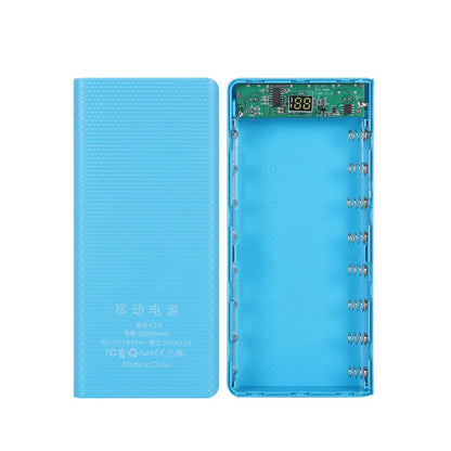 Case DIY Power Bank 8x18650 – Dual USB e Type-C, suporte para baterias 18650. Compatível com iPhone, Xiaomi e Huawei.