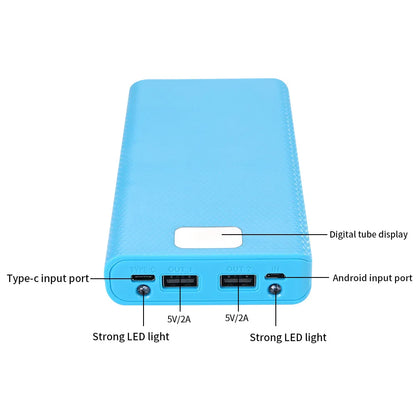 Case DIY Power Bank 8x18650 – Dual USB e Type-C, suporte para baterias 18650. Compatível com iPhone, Xiaomi e Huawei.