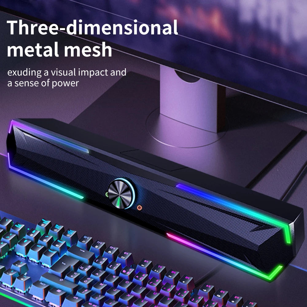 Soundbar 4D 2.0 – Estéreo com subwoofer, Bluetooth e conexão com fio. Ideal para PC, laptop e MacBook.