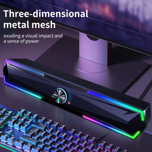 Soundbar 4D 2.0 – Estéreo com subwoofer, Bluetooth e conexão com fio. Ideal para PC, laptop e MacBook.
