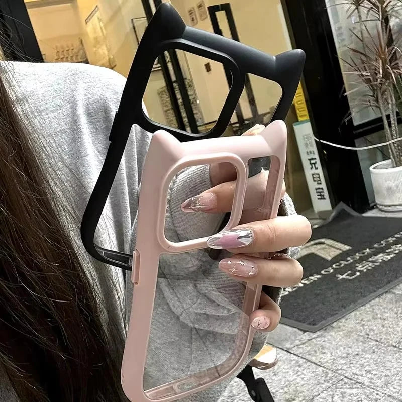 Capa Silicone Orelha de Gato – Fofa, transparente e resistente a impactos. Compatível com iPhone 11 ao 17.