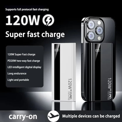 Power Bank 500000mAh – Carregamento super rápido 120W, display digital e bateria de alta capacidade. Essencial para quem não para.