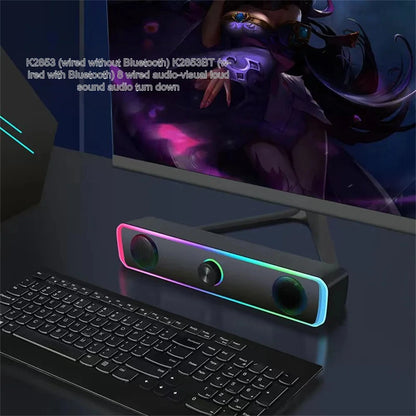 Soundbar 4D Bluetooth – Surround estéreo, subwoofer e entrada AUX 3.5mm. Para PC, laptop e TV.