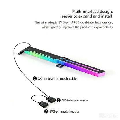 Suporte GPU ICE Whale AX8 – ARGB 5V 3PIN com sincronização de iluminação à placa-mãe. Suporte VGA estiloso para o seu setup.