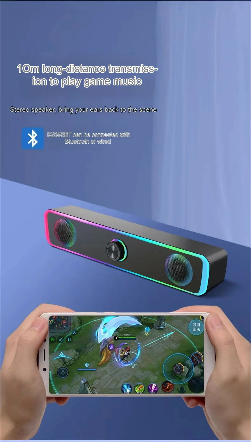 Soundbar 4D Bluetooth – Surround estéreo, subwoofer e entrada AUX 3.5mm. Para PC, laptop e TV.