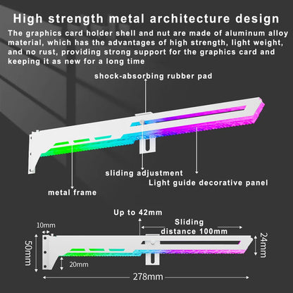 Suporte GPU ICE Whale AX8 – ARGB 5V 3PIN com sincronização de iluminação à placa-mãe. Suporte VGA estiloso para o seu setup.
