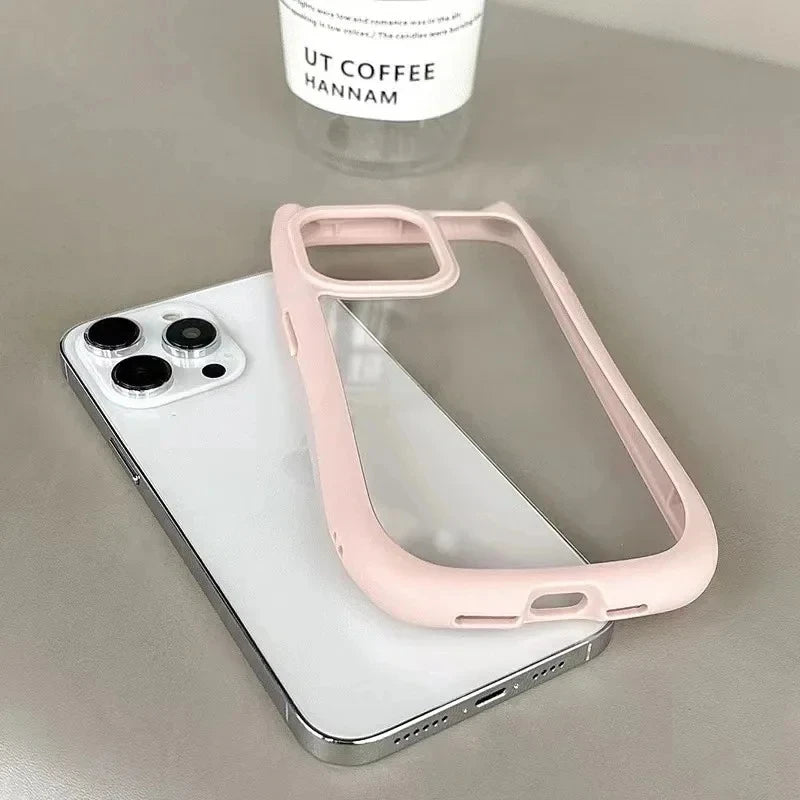 Capa Silicone Orelha de Gato – Fofa, transparente e resistente a impactos. Compatível com iPhone 11 ao 17.