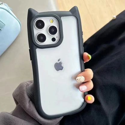 Capa Silicone Orelha de Gato – Fofa, transparente e resistente a impactos. Compatível com iPhone 11 ao 17.