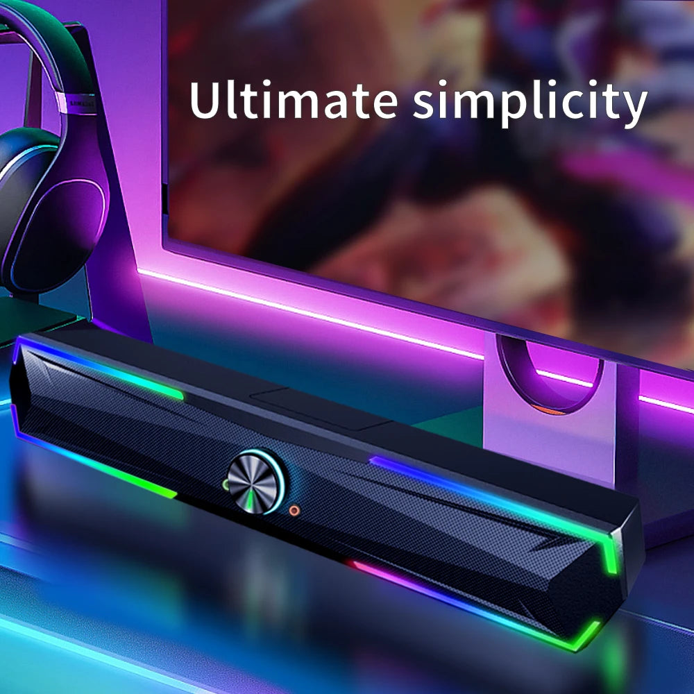 Soundbar 4D 2.0 – Estéreo com subwoofer, Bluetooth e conexão com fio. Ideal para PC, laptop e MacBook.