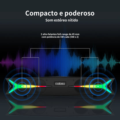 Caixa de Som Soundbar Gamer Coibeu com Iluminação RGB