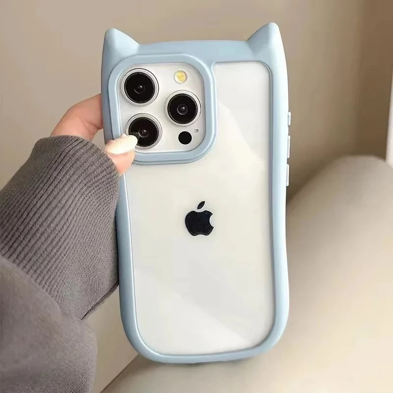 Capa Silicone Orelha de Gato – Fofa, transparente e resistente a impactos. Compatível com iPhone 11 ao 17.