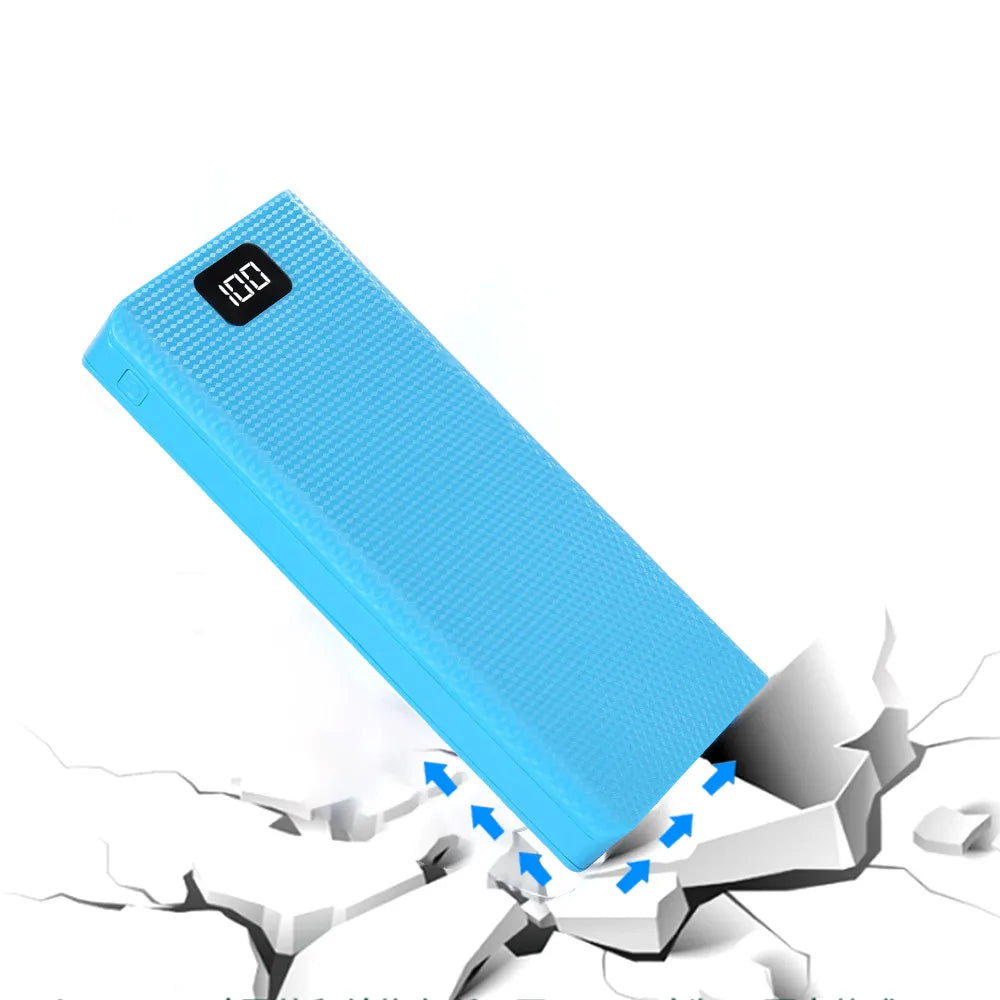 Case DIY Power Bank 8x18650 – Dual USB e Type-C, suporte para baterias 18650. Compatível com iPhone, Xiaomi e Huawei.