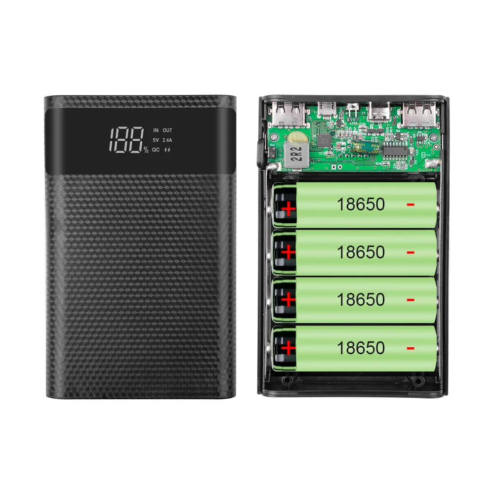 Storage Box For Android Micro USB Interface Smart Phones   Case DIY Power Bank 4x18650 – Compatível com Android e Micro USB.