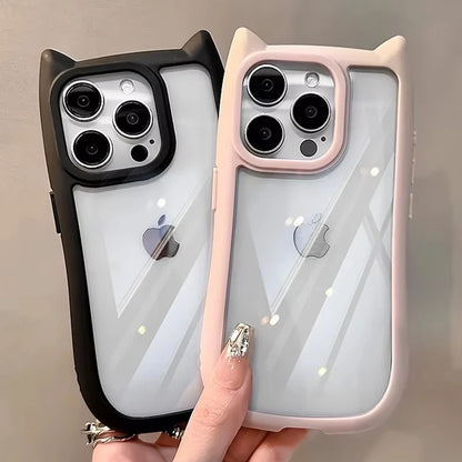 Capa Silicone Orelha de Gato – Fofa, transparente e resistente a impactos. Compatível com iPhone 11 ao 17.