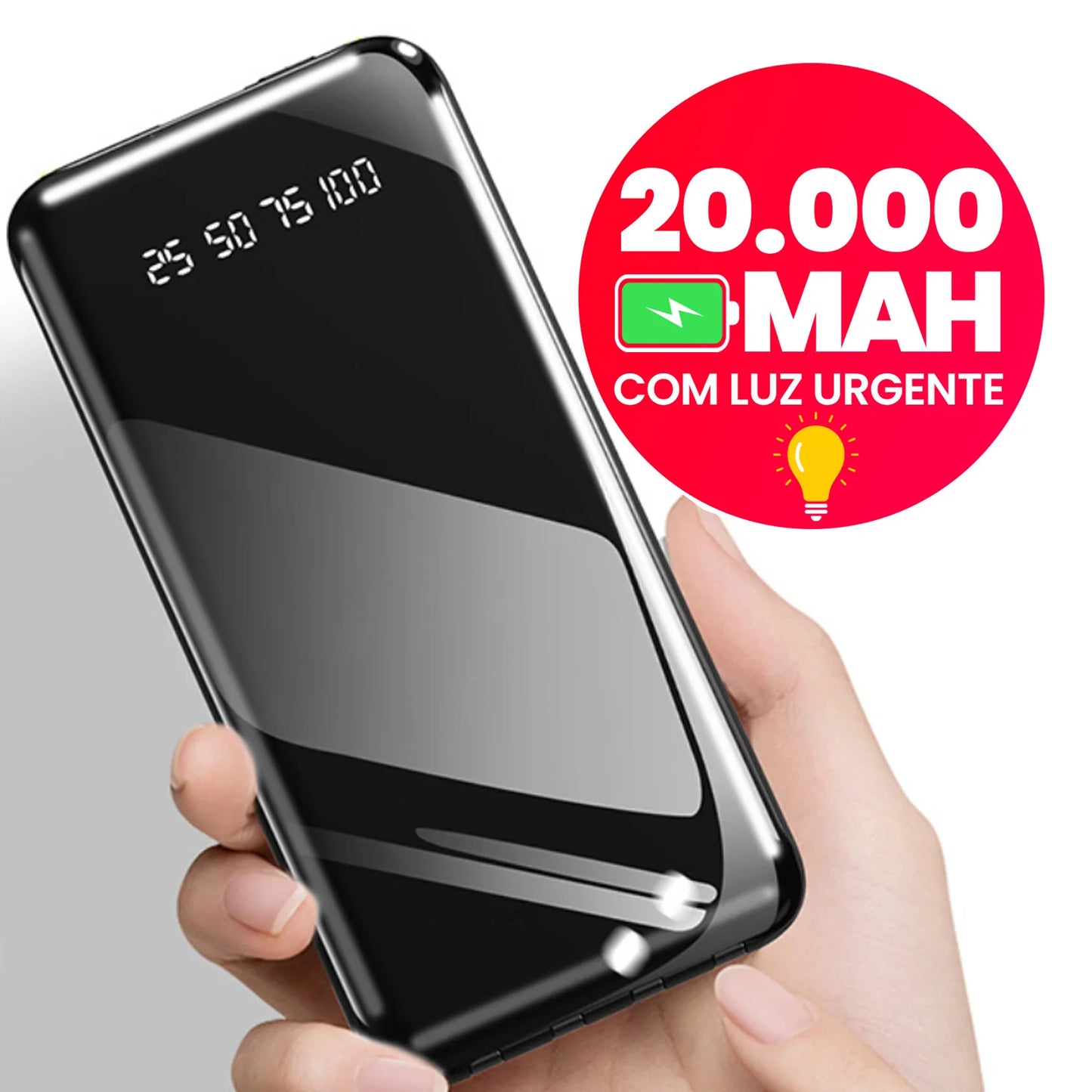 Power Bank 20000mAh – Carregamento rápido com design favo de mel. Ideal para celular e viagem.