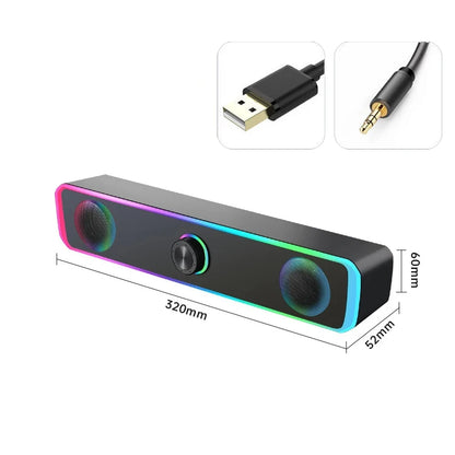 Soundbar 4D Bluetooth – Surround estéreo, subwoofer e entrada AUX 3.5mm. Para PC, laptop e TV.