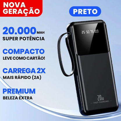 Power Bank 20000mAh – Carregamento rápido com design favo de mel. Ideal para celular e viagem.