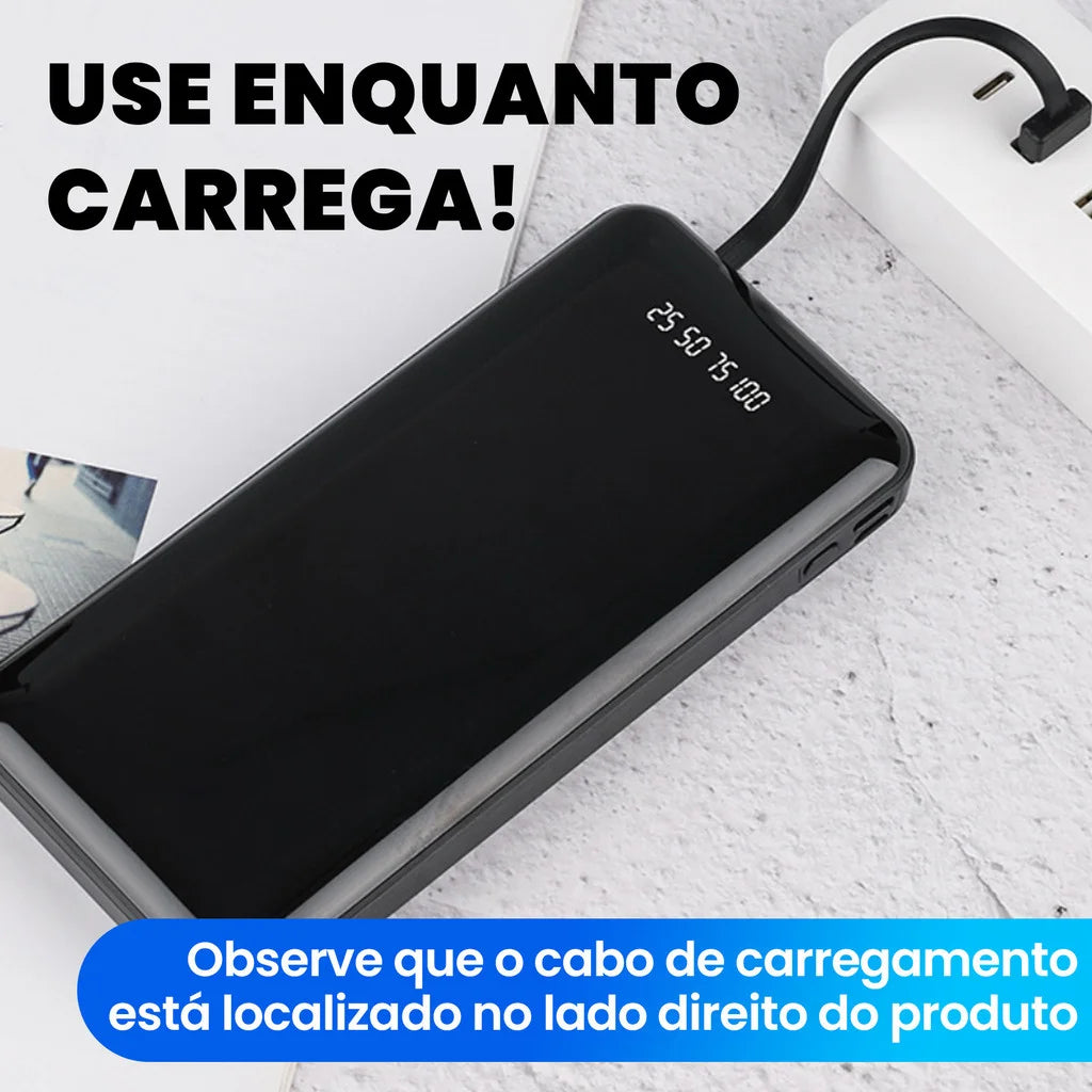 Power Bank 20000mAh – Carregamento rápido com design favo de mel. Ideal para celular e viagem.