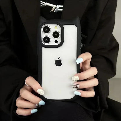 Capa Silicone Orelha de Gato – Fofa, transparente e resistente a impactos. Compatível com iPhone 11 ao 17.