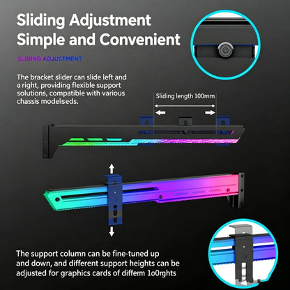 Suporte GPU ICE Whale AX8 – ARGB 5V 3PIN com sincronização de iluminação à placa-mãe. Suporte VGA estiloso para o seu setup.