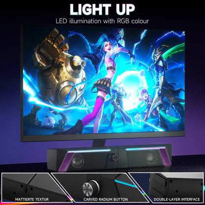 Caixa de Som USB 2 em 1 – Estéreo, subwoofer, RGB e portátil. Plug & play para PC e notebook.