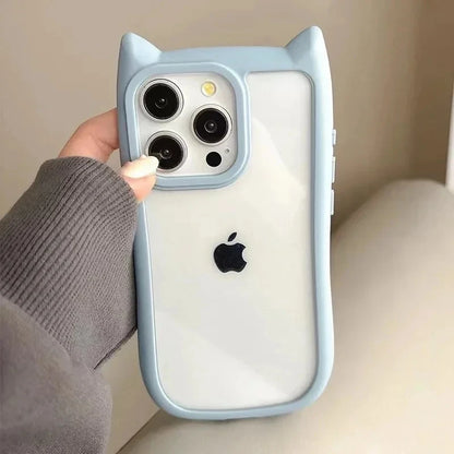 Capa Silicone Orelha de Gato – Fofa, transparente e resistente a impactos. Compatível com iPhone 11 ao 17.