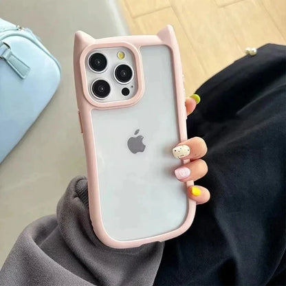 Capa Silicone Orelha de Gato – Fofa, transparente e resistente a impactos. Compatível com iPhone 11 ao 17.