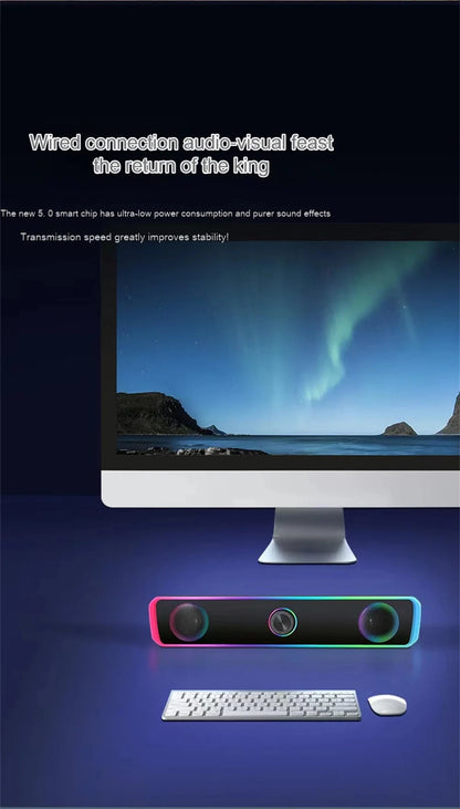 Soundbar 4D Bluetooth – Surround estéreo, subwoofer e entrada AUX 3.5mm. Para PC, laptop e TV.