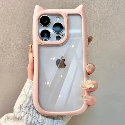 Capa Silicone Orelha de Gato – Fofa, transparente e resistente a impactos. Compatível com iPhone 11 ao 17.