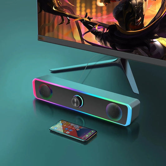 Soundbar 4D Bluetooth – Surround estéreo, subwoofer e entrada AUX 3.5mm. Para PC, laptop e TV.